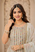 Off White Georgette Sharara Suit Embroidery,swarovski Work - Side View | Samyak Fashion
