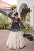 Off White Kora Cotton Lehenga Choli - Back View | Samyak Fashion