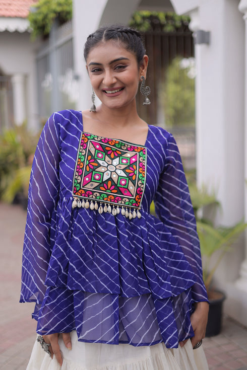 Off White Kora Cotton Lehenga Choli - Side View | Samyak Fashion