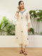 Off White Silk Blend Long Kurti. - Front View | Samyak Fashion