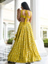 Olive Georgette Lehenga Choli - Back View | Samyak Fashion