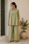 Olive Green Cotton Top Bottom - Front View | Samyak Fashion