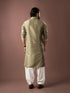 Olive Green Silk Mens Kurta With Payjama - Back View | Samyak Fashion