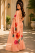 Orange Chanderi Linen Saree With Blouse - Back View | Samyak Fashion