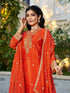 Orange Chinon Plazzo Suit With Dupatta - Back View | Samyak Fashion