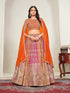 Orange Faux Georgette Lehenga Choli - Front View | Samyak Fashion