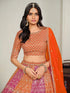 Orange Faux Georgette Lehenga Choli - Side View | Samyak Fashion