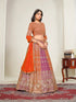 Orange Faux Georgette Lehenga Choli - Close-up View | Samyak Fashion