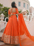 Orange Georgette Lehenga Choli - Back View | Samyak Fashion