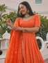 Orange Georgette Lehenga Choli - Side View | Samyak Fashion