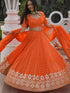 Orange Georgette Lehenga Choli - Detail View | Samyak Fashion