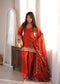 Orange Glass Roman Silk Elementary Suit - Front View | Samyak Fashion