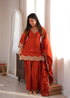 Orange Glass Roman Silk Elementary Suit - Back View | Samyak Fashion