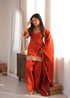 Orange Glass Roman Silk Elementary Suit - Side View | Samyak Fashion