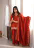 Orange Glass Roman Silk Elementary Suit - Close-up View | Samyak Fashion