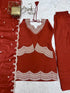 Orange Glass Roman Silk Elementary Suit - Back View | Samyak Fashion