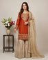 Orange Heavy Gmy Silk Elegant Salwar Suit - Front View | Samyak Fashion