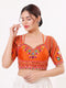 Orange Heavy Italian Silk Blouse - Front View | Samyak Fashion
