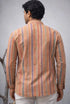 Orange Linen Mens Short Kurta - Back View | Samyak Fashion