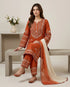 Orange Rayon Cotton Elegant Salwar Suit - Back View | Samyak Fashion