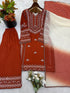 Orange Rayon Cotton Elegant Salwar Suit - Side View | Samyak Fashion