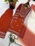 Orange Rayon Cotton Elegant Salwar Suit - Detail View | Samyak Fashion