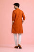 Orange Velvet Mens For A Festive And Kurta With Payjama - Back View | Samyak Fashion