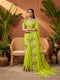 Parrot Green Paper Silk Party Wear Saree With Blouse - Front View | Samyak Fashion