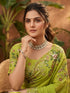 Parrot Green Paper Silk Party Wear Saree With Blouse - Full View | Samyak Fashion