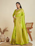 Parrot Green Soft Kanjivaram Silk Traditional Function Wear Soft Kanjivaram Silk Saree Collection With Blouse - Side View | Samyak Fashion