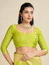 Parrot Green Soft Kanjivaram Silk Traditional Function Wear Soft Kanjivaram Silk Saree Collection With Blouse - Full View | Samyak Fashion