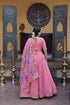 Peach Cosmos Silk Lehenga Choli - Back View | Samyak Fashion
