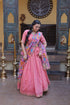 Peach Cosmos Silk Lehenga Choli - Detail View | Samyak Fashion