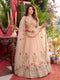 Peach Faux Georgette Lehenga Choli Ethnic Embroidery Sequins Work With Can-can & Canvas Patta - Front View | Samyak Fashion