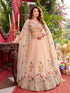 Peach Faux Georgette Lehenga Choli Ethnic Embroidery Sequins Work With Can-can & Canvas Patta - Back View | Samyak Fashion