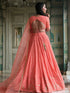 Peach Georgette Lehenga Choli - Back View | Samyak Fashion