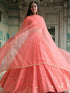 Peach Georgette Lehenga Choli - Detail View | Samyak Fashion