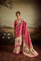Peach Jacquard Elegant Party Wear Saree Collection With Blouse - Front View | Samyak Fashion
