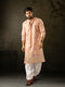 Peach Linen Mens Kurta With Payjama - Front View | Samyak Fashion