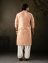 Peach Linen Mens Kurta With Payjama - Back View | Samyak Fashion