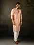 Peach Linen Mens Kurta With Payjama - Close-up View | Samyak Fashion