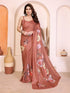 Peach Manipuri Silk Elegant Party Wear Saree Collection With Blouse - Front View | Samyak Fashion