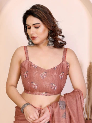 Peach Manipuri Silk Elegant Party Wear Saree Collection With Blouse - Full View | Samyak Fashion