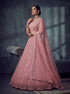 Peach Net Lehenga Choli - Detail View | Samyak Fashion