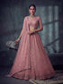 Peach Net Lehenga Choli - Close-up View | Samyak Fashion