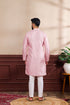 Pink Art Silk Mens Kurta With Payjama - Back View | Samyak Fashion
