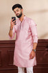 Pink Art Silk Mens Kurta With Payjama - Side View | Samyak Fashion