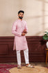 Pink Art Silk Mens Kurta With Payjama - Close-up View | Samyak Fashion