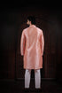 Pink Art Silk Mens Kurta With Payjama - Back View | Samyak Fashion