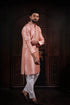 Pink Art Silk Mens Kurta With Payjama - Close-up View | Samyak Fashion